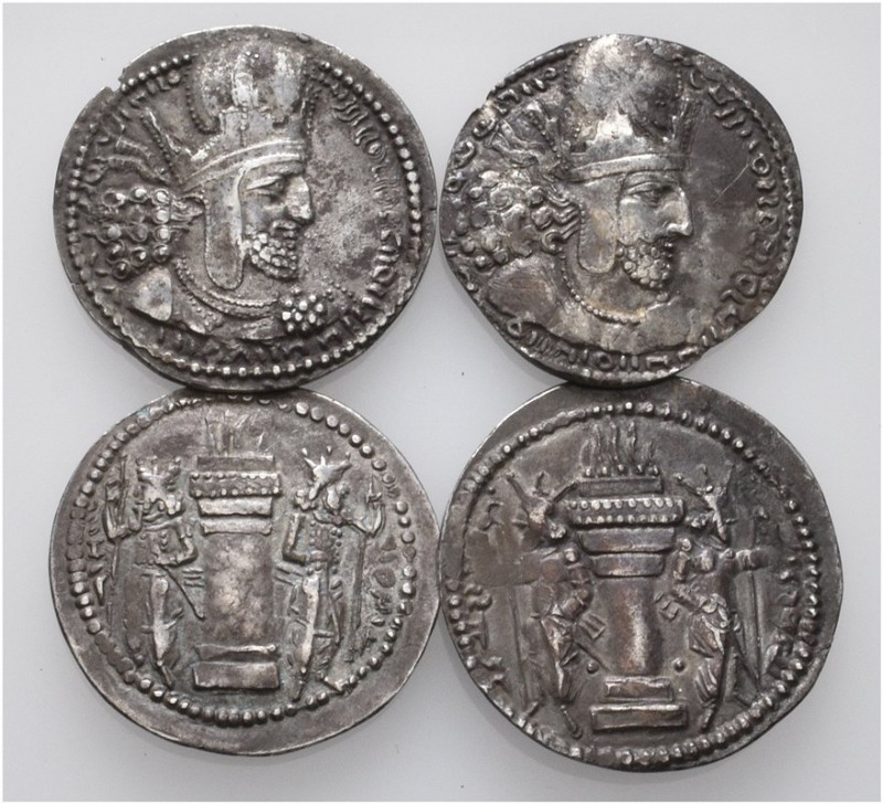 A lot containing 4 silver coins. All coins: Drachms of Sasanian Kings. Fine to v...