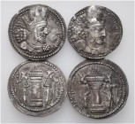 A lot containing 4 silver coins. All coins: Drachms of Sasanian Kings. Fine to very fine. LOT SOLD AS IS, NO RETURNS. 4 coins in lot.