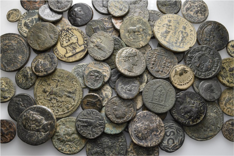A lot containing 78 bronze coins. Includes: Greek and Roman Provincial bronzes. ...