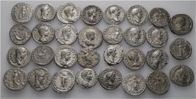 A lot containing 31 silver coins. Includes: denarii of Vespasian (1), Trajan (3), Hadrian (2), Sabina (1), Antoninus Pius (2), Septimius Severus (4), ...
