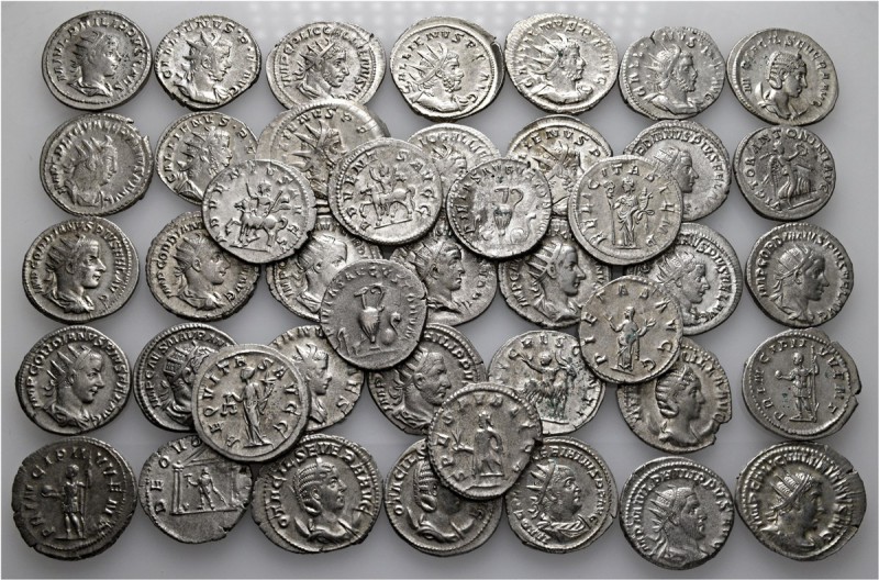 A lot containing 43 silver coins. Includes: antoniniani of Elagabalus (2), Gordi...