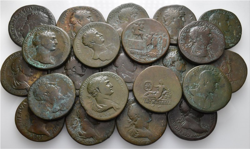 A lot containing 22 bronze coins. Includes: sestertii of Titus (1), Domitian (2)...
