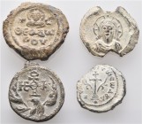 A lot containing 4 Byzantine lead seals. Very fine. LOT SOLD AS IS, NO RETURNS. 4 lead seals in lot.