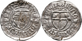 Zakon Krzyżacki, Henryk I von Plauen 1410–1414, szeląg, z literą 'D' nad tarczą, Gdańsk