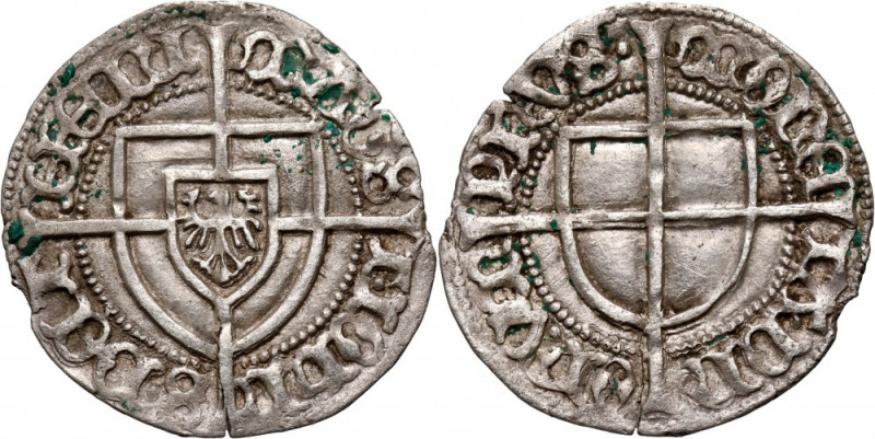 Zakon Krzyżacki, Jan von Tiefen 1489-1497, grosz, Królewiec Dość rzadka moneta. ...