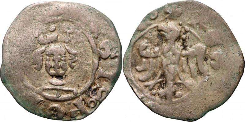Kazimierz III Wielki 1333-1370, denar, Kraków Odmiana z REGIS POLONIE na awersie...