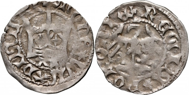 Władysław Jagiełło 1386-1434, półgrosz, Kraków, litery AS Waga 1,61 g. S leżące....