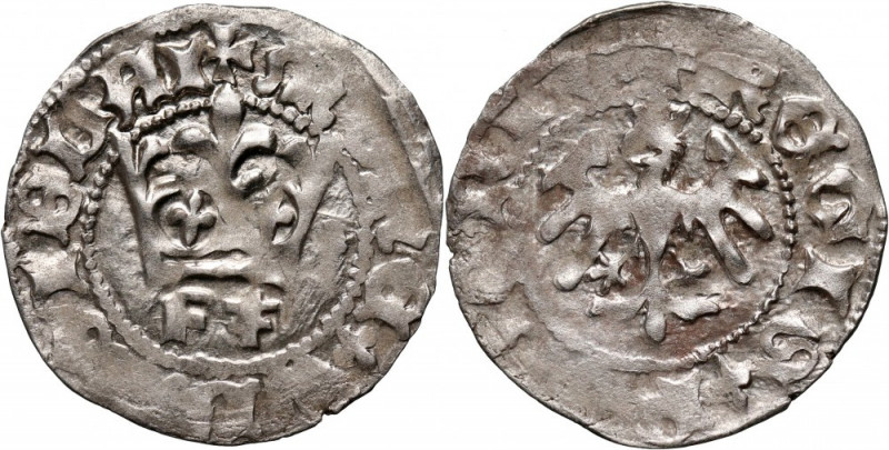 Władysław Jagiełło 1386-1434, półgrosz, Kraków, sygnatura F‡ Waga 1,60 g. 
Refe...