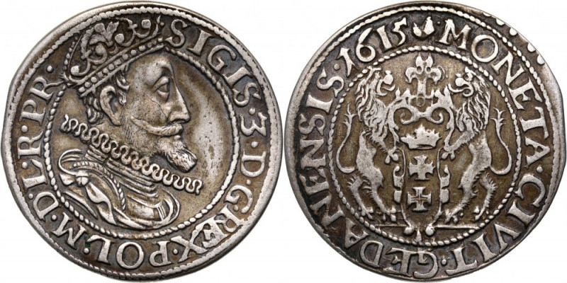 Zygmunt III Waza, ort 1615, Gdańsk Reference: Kopicki 7488 (R2)
Grade: VF+ 

...
