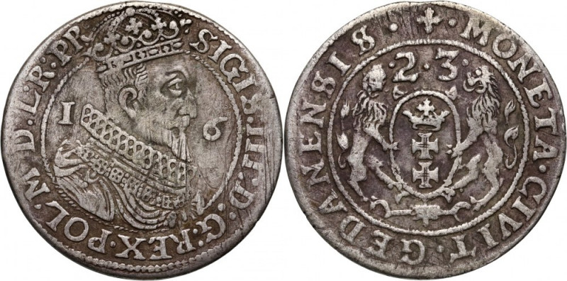 Zygmunt III Waza, ort 1623, Gdańsk Reference: Kopicki 7504 (R)
Grade: VF 

Mo...