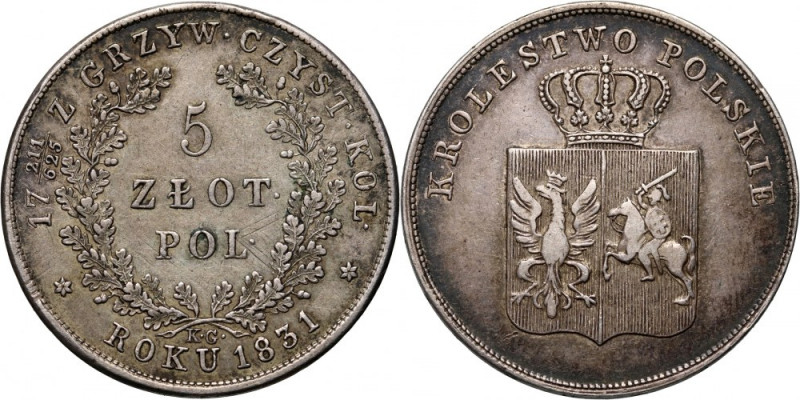 Powstanie Listopadowe, 5 złotych 1831 KG, Warszawa Reference: Kopicki 2749 (R2),...