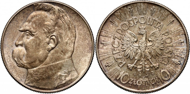 II RP, 10 złotych 1939, Warszawa, Józef Piłsudski Ładnie zachowane. Reference: P...