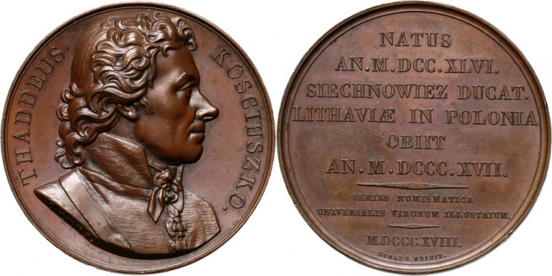 XIX wiek, medal z 1818 roku, Tadeusz Kościuszko Autorstwa Caunois'a i Durand'a. ...