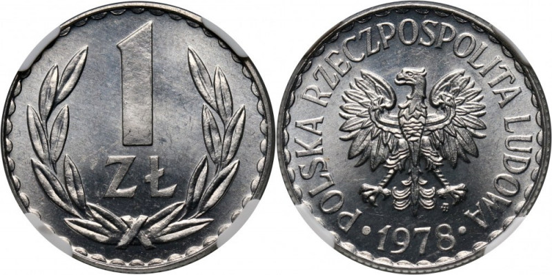 PRL, 1 złoty 1978, ze znakiem Reference: Parchimowicz 213p
Grade: NGC MS66 

...
