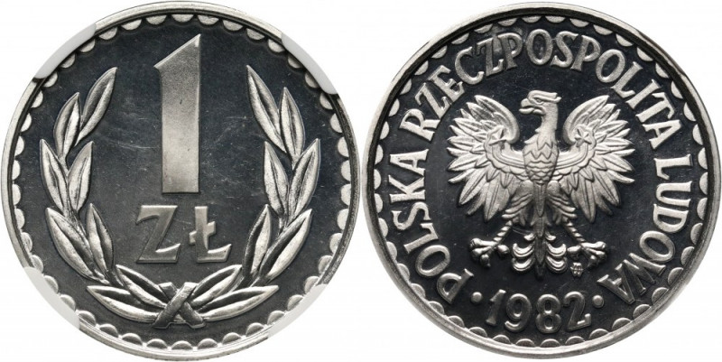 PRL, 1 złoty 1982, Stempel lustrzany Reference: Parchimowicz 213u
Grade: NGC PF...