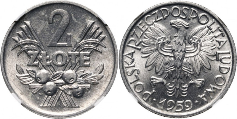 PRL, 2 złote 1959, Jagody Najrzadszy rocznik w menniczym stanie. Reference: Parc...