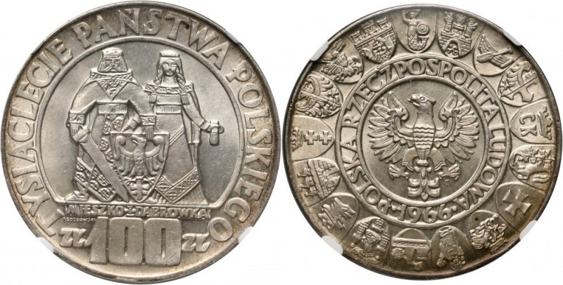 PRL, 100 złotych 1966, Mieszko i Dąbrówka Piękny egzemplarz. Reference: Parchimo...