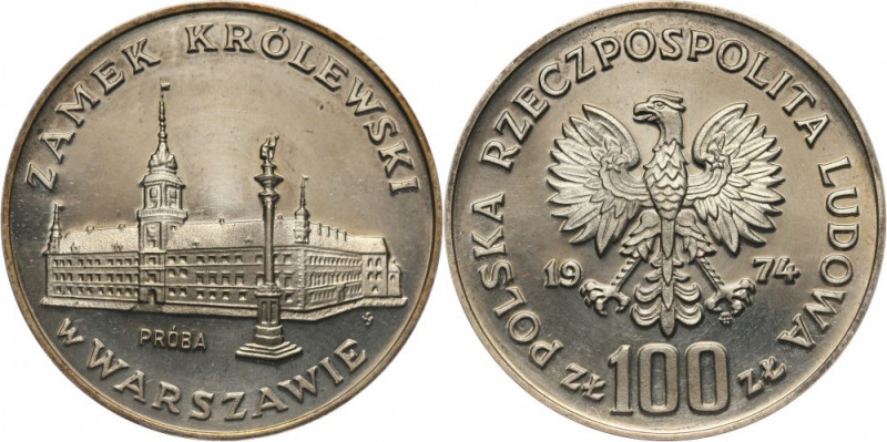 PRL, 100 złotych 1974, Zamek Królewski w Warszawie, PRÓBA, srebro Waga 16,18 g, ...