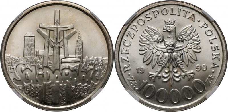 III RP, 100000 złotych 1990, Solidarność, Typ B Mennicze.
Reference: Parchimowi...