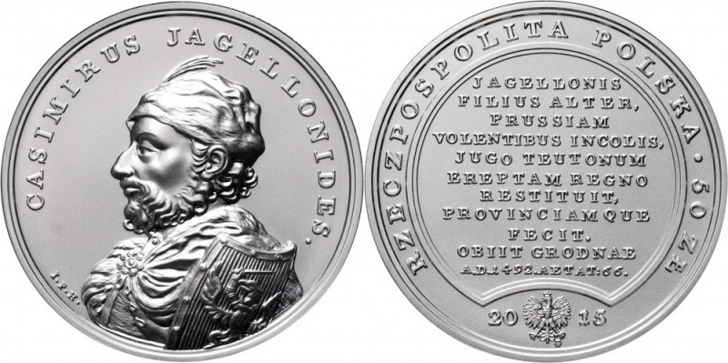 III RP, Skarby Stanisława Augusta, 50 złotych 2015, Kazimierz Jagiellończyk W ze...