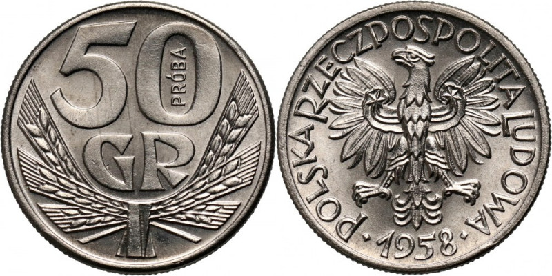 PRL, 50 groszy 1958, PRÓBA, nikiel Nakład: 500 sztuk.
Reference: Parchimowicz P...