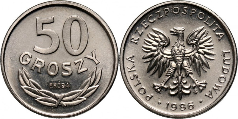 PRL, 50 groszy 1986, PRÓBA, nikiel Nakład: 500 sztuk.
Reference: Parchimowicz P...