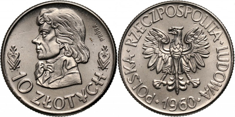 PRL, 10 złotych 1960, Tadeusz Kościuszko, PRÓBA, nikiel Nakład: 500 szt. Referen...