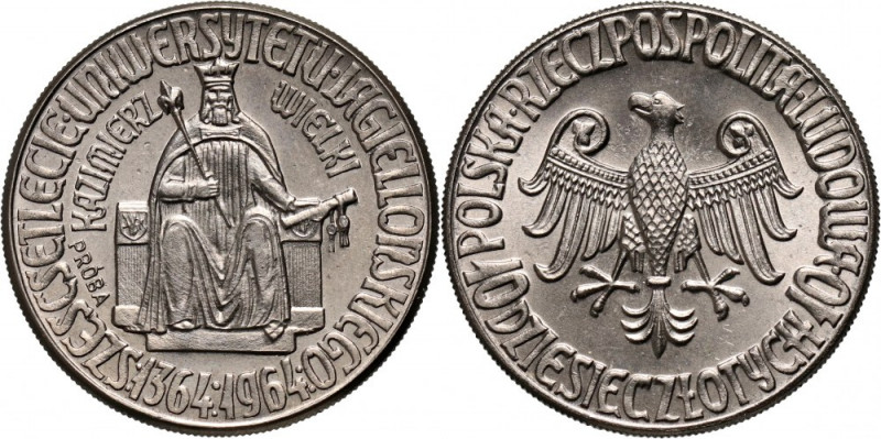 PRL, 10 złotych 1964, Kazimierz Wielki, PRÓBA, nikiel Nakład: 500 szt. Reference...