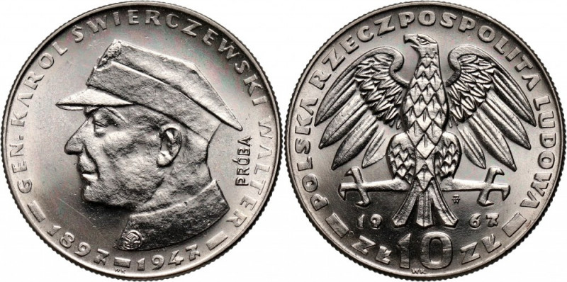 PRL, 10 złotych 1967, Karol Świerczewski, PRÓBA, nikiel Nakład: 500 szt. Referen...