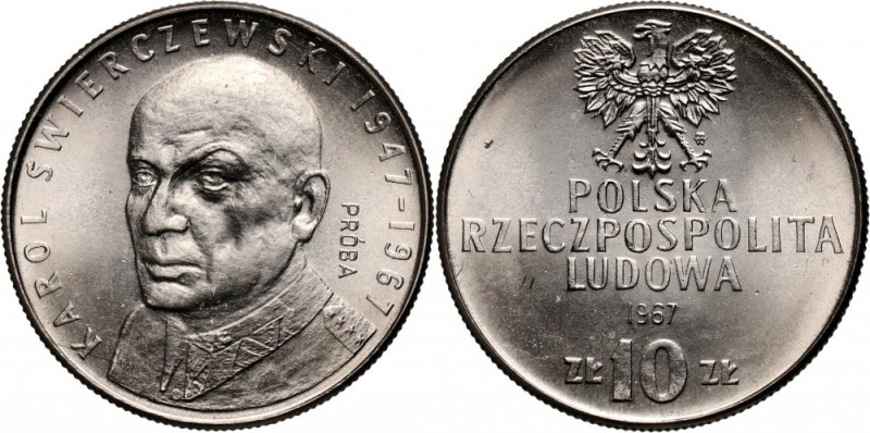 PRL, 10 złotych 1967, Karol Świerczewski, PRÓBA, nikiel Nakład: 500 szt. Referen...