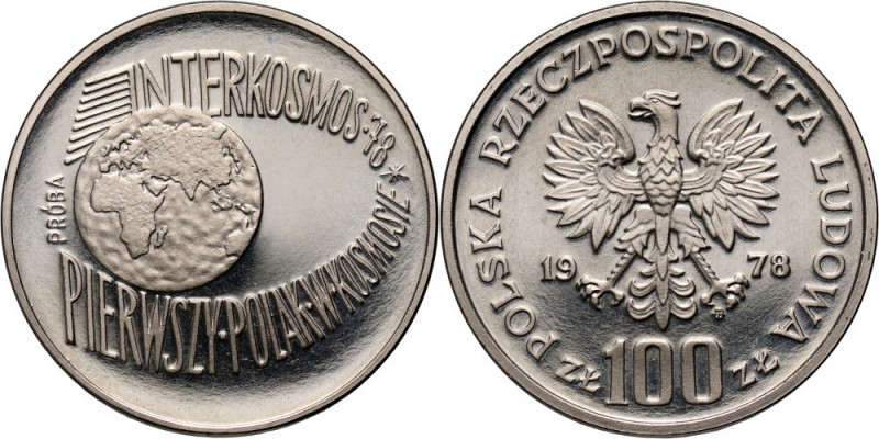 PRL, 100 złotych 1978, Interkosmos, PRÓBA, nikiel Nakład: 500 szt. Reference: Pa...