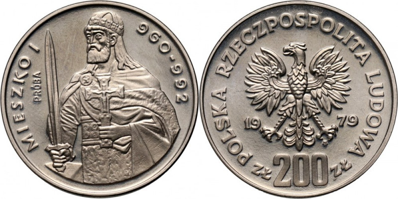 PRL, 200 złotych 1979, Mieszko I półpostać, PRÓBA, nikiel Nakład: 500 szt. Refer...