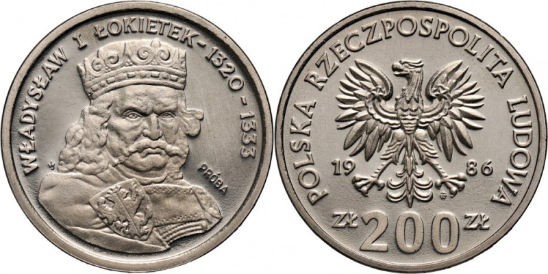 PRL, 200 złotych 1986, Władysław I Łokietek, PRÓBA, nikiel Nakład: 500 szt. Refe...