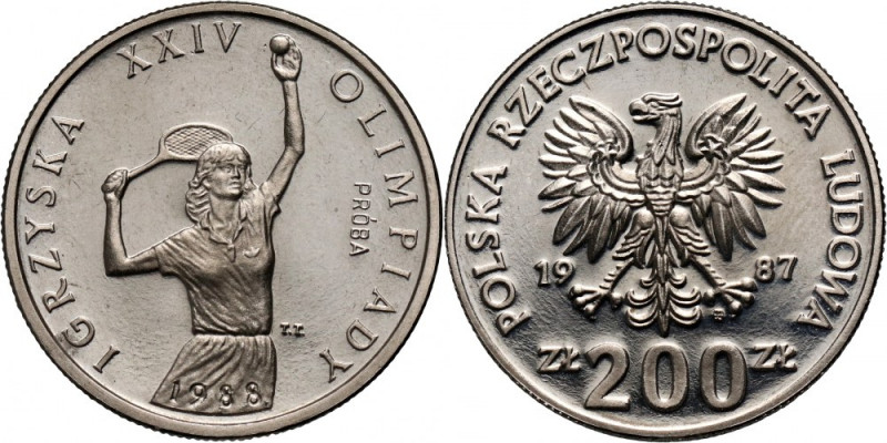 PRL, 200 złotych 1987, Igrzyska XXIV Olimpiady, PRÓBA, nikiel Nakład: 500 szt. R...