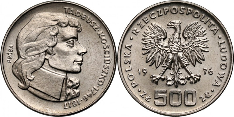 PRL, 500 złotych 1976, Tadeusz Kościuszko, PRÓBA, nikiel Nakład: 500 szt. Refere...