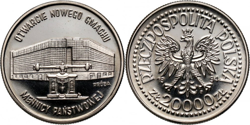 III RP, 20000 złotych 1994, Nowy Gmach Mennicy Państwowej, PRÓBA, nikiel Nakład:...