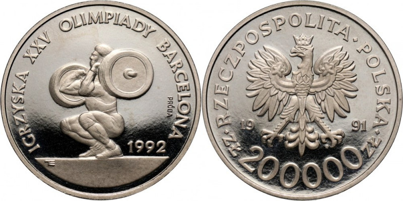 III RP, 200000 złotych 1991, Igrzyska XXV Olimpiady Barcelona 1992, PRÓBA, nikie...