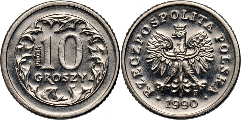 III RP, 10 groszy 1990, PRÓBA, nikiel Nakład: 500 szt. Reference: Parchimowicz P...