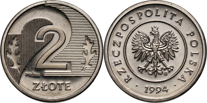 III RP, 2 złote 1994, PRÓBA, nikiel Nakład: 500 szt. Reference: Parchimowicz P70...