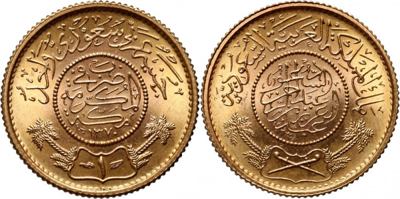 Saudi Arabia, Pound AH1370 (1950) Gold, 8,00 g. Nice coin. Złoto, 8,00 g. Piękny...