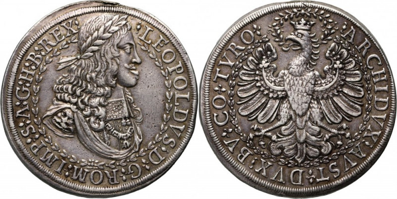 Austria, Leopold I 1657-1705, 2 Thalers ND, Hall Silver 56,98 g. Loop removed. W...