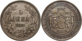 Bulgaria, Ferdinand I, 5 Leva 1884