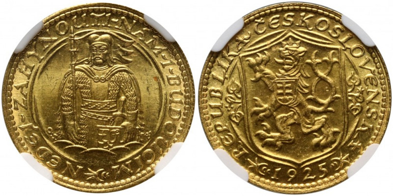 Czechoslovakia, Ducat 1925 Gold. Beautiful coin.
 Złoto. Pięknie zachowany.
Re...