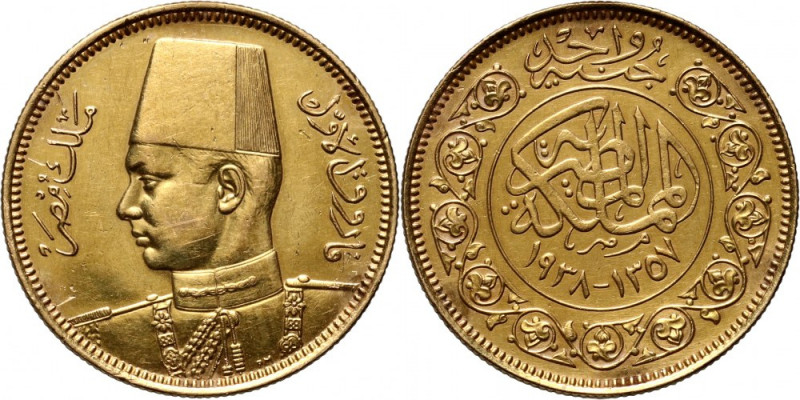 Egypt, Farouk I, 100 Piastres AH1357 (1938) Gold 8,51 g. Little traces of mounti...