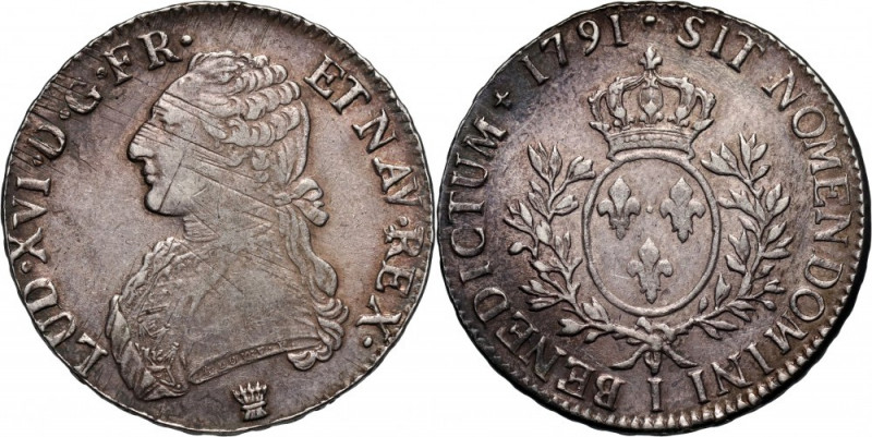 France, Louis XVI, Écu 1791 I, Limoges Silver 29,18 g.
 Srebro 29,18 g.
Refere...