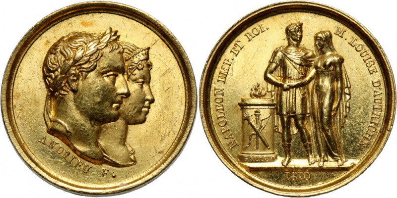 France, Napolen, gold medal, 1810, Marriage of Napoleon and Marie Louise Engrave...