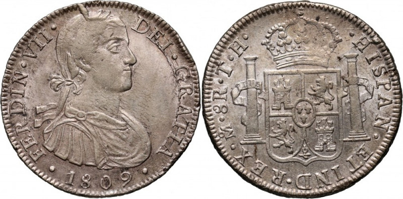 Mexico, Ferdinand VII, 8 Reales 1809 Mo-TH, Mexico City Rim knock. Nice coin.
W...