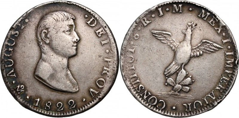 Mexico, Augustin I, 8 Reales 1822 Mo-JM, Mexico City Silver 26,84 g.
 Srebro 26...