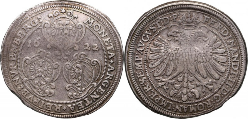 Germany, Nurnberg, Thaler 1622, with title of Ferdinand II Silver 29,05 g. Clipp...