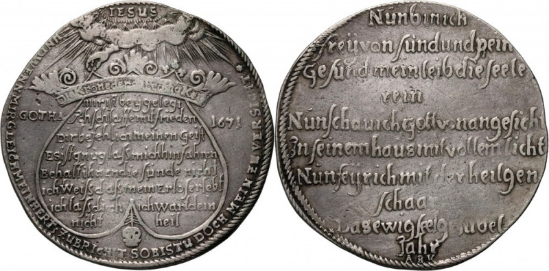 Germany, Saxony-Gotha, Ernst der Fromme, Thaler 1671, Gotha Silver 28,65 g. Sreb...